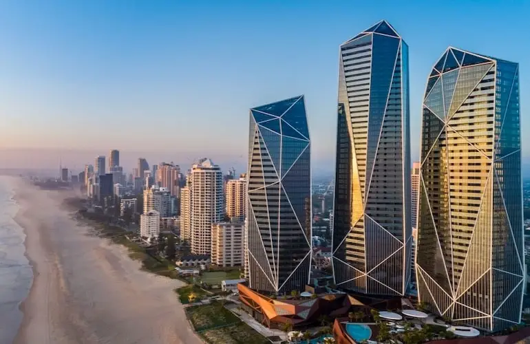 The gem-like towering skyscrapers of The Langham Gold Coast