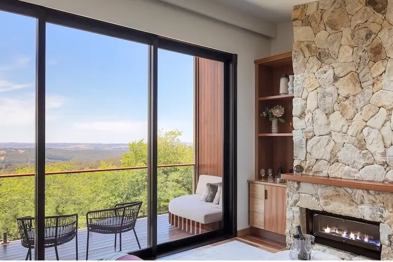 One of the homier luxury getaways, Sequoia Lodge in Adelaide Hills offers  a relaxing escape with amazing views.