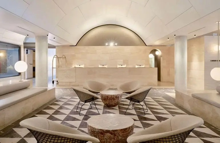 The Calile Hotel's minimalist lobby
