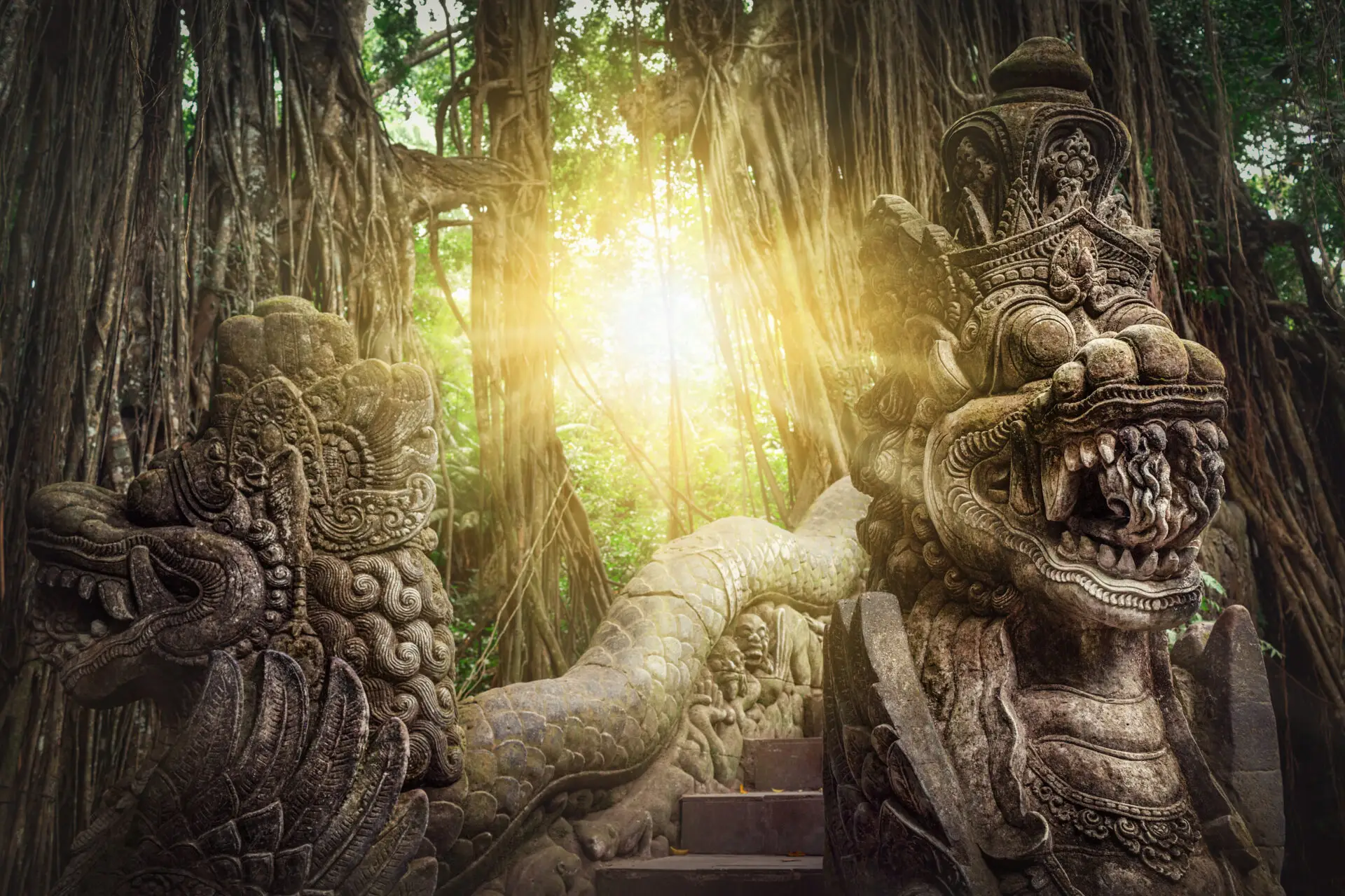Dragon sculptures in Bali, Indonesia